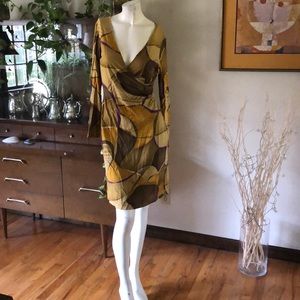 Multi Color Fitted V-Neck Dress